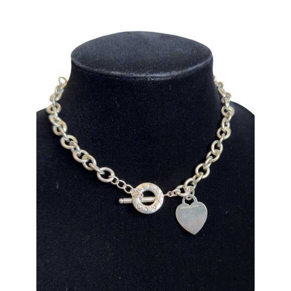 Authentic 16’" Tiffany & Co Sterling Silver 925 Toggle Heart Tag Necklace - Picture 1 of 13